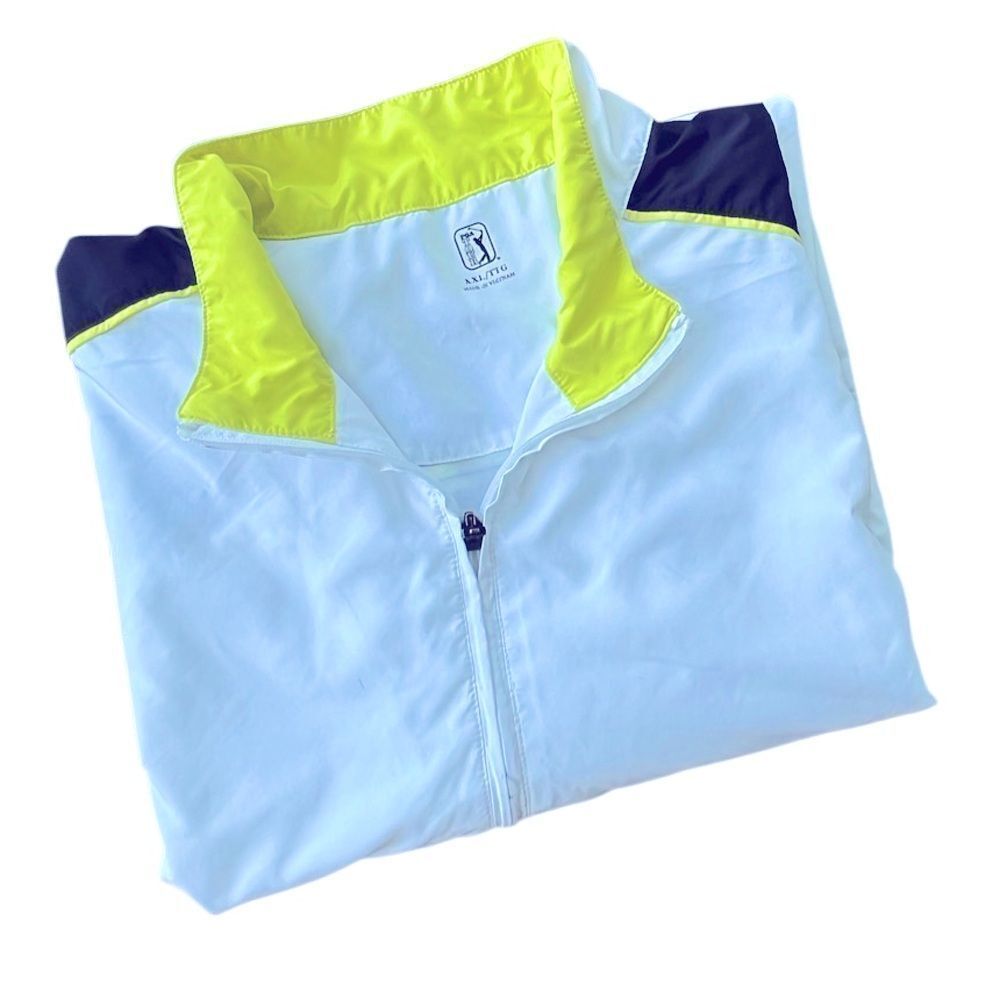 PGA Tour White & Yellow Quarter-Zip Windbreaker Jacket – Men’s XXL